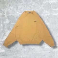 CROCODILE セーター L イエロー ラウンドネック リブ編み ゆったり