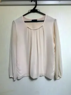 ESPRITMUR✨ピンク長袖ブラウストップスM上品薄手ネックレス風おしゃれ