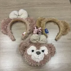 ダッフィー・シェリーメイ　カチューシャ　ポシェット　3点セット