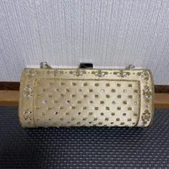 ビーズ刺繍入りゴールドパーティ用バッグ