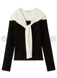 LILY BROWN セーラーカーデレイヤードニット BLK