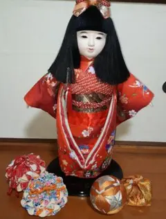 市松人形&巾着袋&手鞠 京人形 日本人形 工芸品 ひな祭り 雛人形 昭和レトロのサムネイル