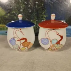 【新品】有田焼　深川製磁　睦揃　夫婦鶴　夫婦蓋付茶碗、蓋付湯呑 各2個　木箱入り 深川製磁 夫婦 湯呑み 鶴 蓋付き 有田焼 ペア - メルカリ