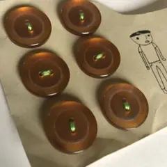 レトロボタン　ブラウン系　プラスチックボタン　5ko