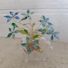 スター花 水色葉っぱ付き