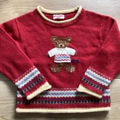 ミキハウス 赤いニットセーター 110 くま　レトロ