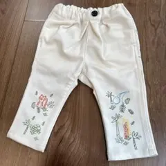 タグ付き新品未使用BITZ動物刺繍クリーム色ロングパンツ80cm