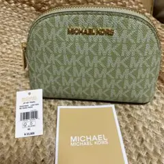 セール❗️マイケルコース 小物 レディース ポーチ コーティングキャンバス グリー