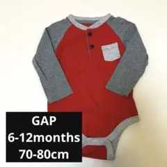 baby GAP 赤 グレー 長袖ロンパース 6-12ヶ月