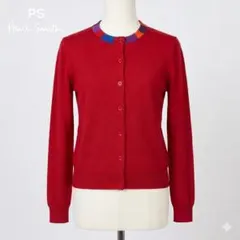 PS Paul Smith ウール カーディガン 赤 M 襟袖カラー切替