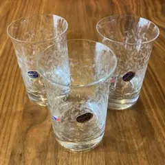 BOHEMIA 花柄エッチンググラス 3個セット