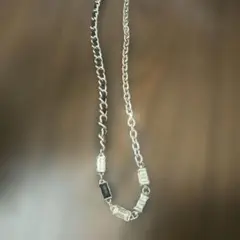 レディース・メンズ　シルバー ブラック チェーンネックレス