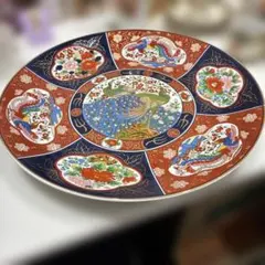 D-5【極美品】有田焼 其泉 献上手古伊万里 大皿 飾皿 金彩 染付 昭和 