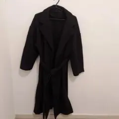 ブラックロングコート ベルト付き