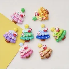 【6個セット】ミックスカラー クリスマスツリーレジンパーツ
