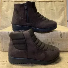 新品★レディース★23.5cm★裏ボア 撥水 軽量ショートブーツ 茶色 6484