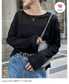 チャオパニックティピー　サイドスリットシアートップス　ブラック/黒