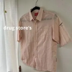 drug store's 刺繍入り❤︎半袖シャツ ピンク ストライプのサムネイル