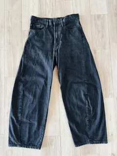 GU ワイドデニムパンツ 黒 28