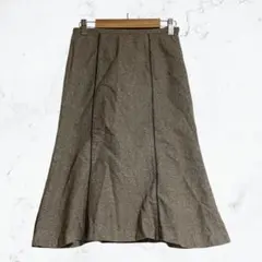 【オゾック】フレアスカート ベージュ 36 サイドファスナー ウールブレンド