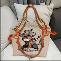 刺繍エコバッグ　ジッパー付き　ショルダーストラップ付き