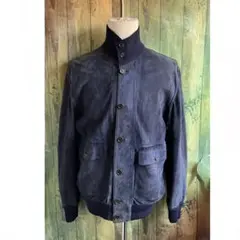 襟レザー ブルゾン