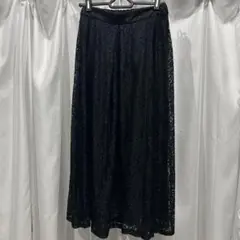 GU レースフレアミディスカート　ブラック　S