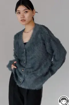 【新品】特別セール　チャコールグレー　シャギーニットカーディガン