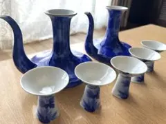 波佐見焼 一真窯 片口酒器とお猪口のセット 波模様 青と白 - メルカリ