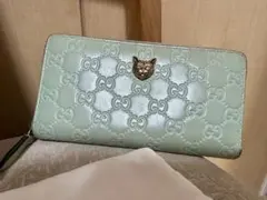 GUCCI 二つ折り財布 シマ GG リネアキャット 日本限定色 ミント