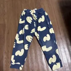 ネイビー クリーム色 総柄 ロングパンツ