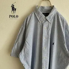 A140◎RALPH LAUREN メンズ　半袖BDシャツ　XL D4X3