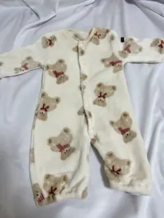 新生児(50-60cm)くま柄 2wayオール フリースロンパース