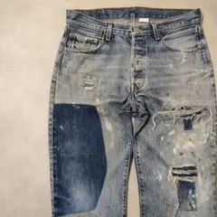 ビンテージ リーバイス 501 w33 パッチワークデニム グランジ ダメージ