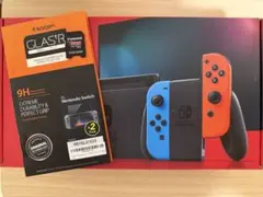 【中古】Nintendo Switch本体 (MicroSD、ガラスフィルム付)