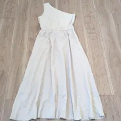 JEANASIS ワンショルダー ロングワンピース F 麻混 リネン風 ベージュ