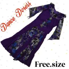 【ステージ衣装】パーティー用紫色のラメ装飾スカートドレス社交ダンスF寸d79