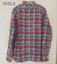 美品！エーグル★AIGLE 可愛いチェック丸襟ブラウス