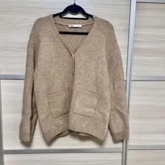 ZARA Vネック カーディガン ピンクベージュ