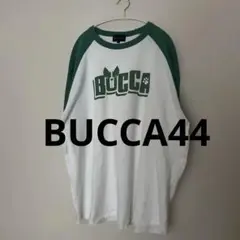 BUCCA44 ブッカ ラグランTシャツ グリーン×ホワイト ロゴプリント