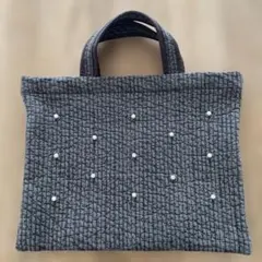 ヌビバッグ　グレー パール　トートバッグ
