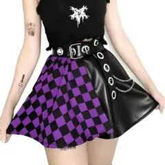 紫　ダイヤ　ブラック　パープル　レザー　スカート　SHEIN 黒　ゴシックロック