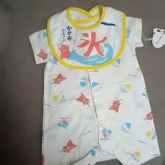 かき氷デザイン　半袖ロンパース 60〜70㌢