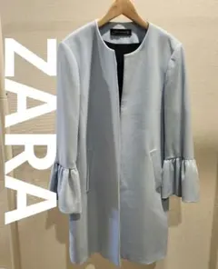 【送料無料】ZARA WOMAN フレアスリーブ ノーカラーコート M