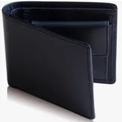 【人気】二つ折り財布 本革 栃木レザー ネイビー 紺 メンズ シンプル お洒落