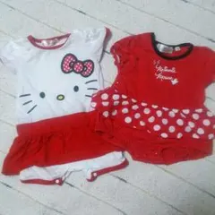 2着セット　ミニー　キティ　70センチ　ロンパース