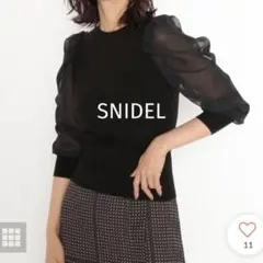 SNIDEL スナイデル パワショル シアー スリーブニット プルオーバー　黒