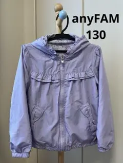 エニィファム　リバーシブル　ブルゾン　フリル　ジャケット　パープル　ねこ　130
