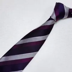 【バーバリーブラックレーベル】ネクタイ パープル レジメンタル BURBERRY