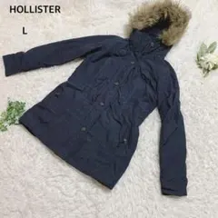 ホリスター　コート　ジャケット アウター　ジャンパー　ファーフード付綿混　L 紺